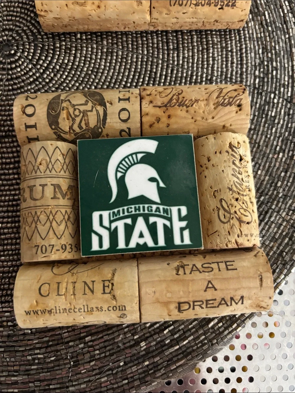 Michigan State Green Cork Coaster - Wine Cork Coasters